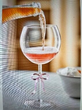 ❤️ ANTHROPOLOGIE BENEDITA PINK BOW WINE GLASS NEW